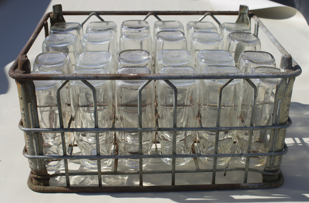 Milk Crate with Bottles