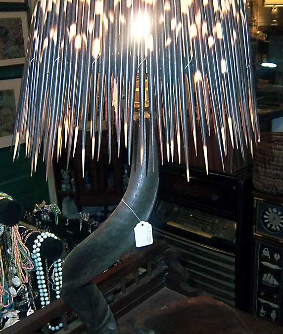 African Porcupine Quill Lamp